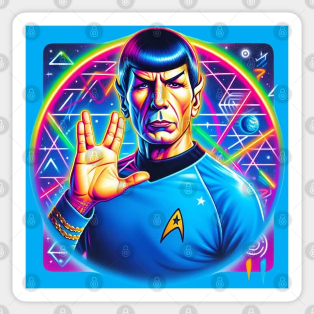 Mr. Spock in the 80's Sticker by Tiger Mountain Design Co.